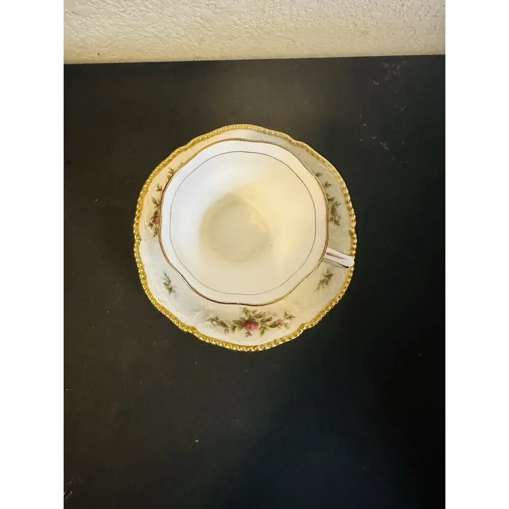 Rosina Bone China Floral Cup & Saucer Set Gold Trim Made in England
